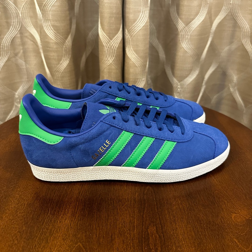 Adidas Men's Gazelle Royal Blue with Green Stripes Sneakers